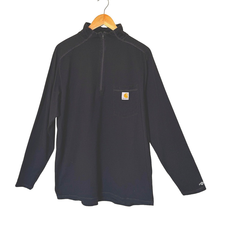 Carhartt Force Relaxed Fit 1/4 Zip Pullover Black Large Work Wear Outdoors
